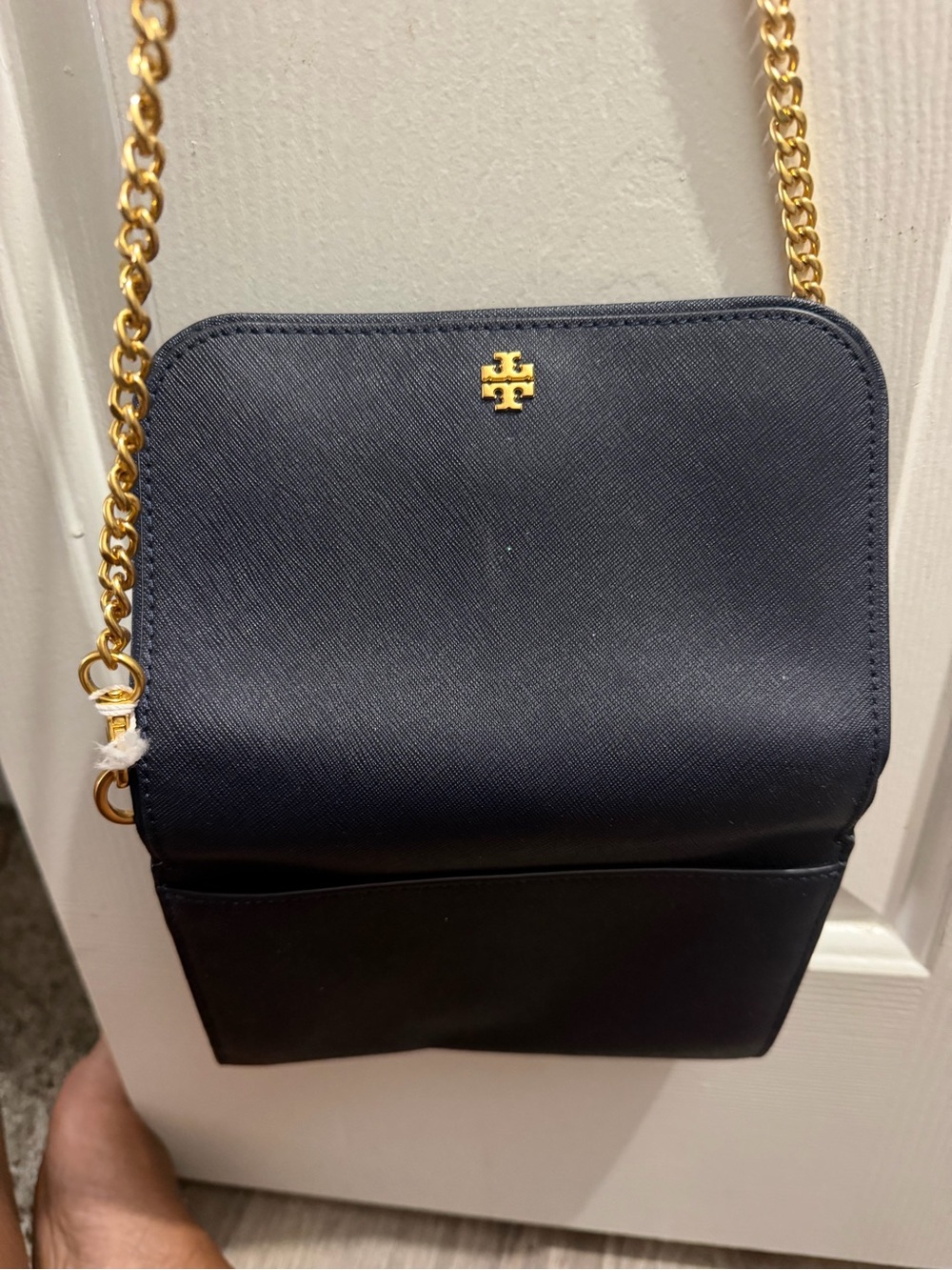 Tory Burch Navy Crossbody with Gold Chain Strap